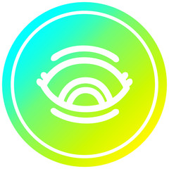 staring eye circular in cold gradient spectrum