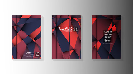 Gradient minimal geometric pattern. design a triangular cover background with red and black