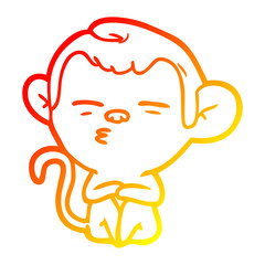 warm gradient line drawing cartoon suspicious monkey