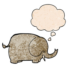 cartoon elephant and thought bubble in grunge texture pattern style