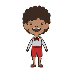 student boy standing smiling on white background