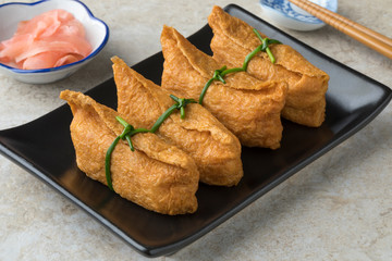 Japanese fried tofu stuffed with rice