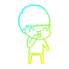 cold gradient line drawing happy cartoon boy