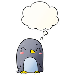 cartoon penguin and thought bubble in smooth gradient style