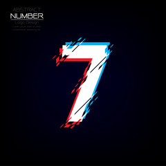 Modern number seven template, abstract of character vector