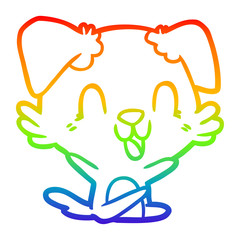 rainbow gradient line drawing laughing cartoon dog