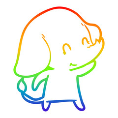 rainbow gradient line drawing cute cartoon elephant