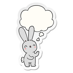 cute cartoon rabbit and thought bubble as a printed sticker