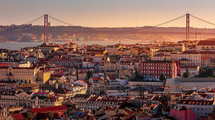 City view of Lisbon at the magic hours