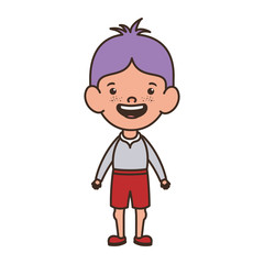 student boy standing smiling on white background