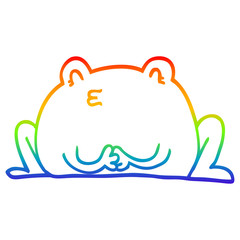 rainbow gradient line drawing cute cartoon frog