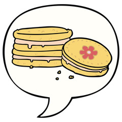 cartoon biscuit and speech bubble