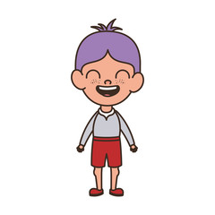 student boy standing smiling on white background