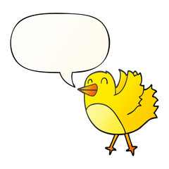 cartoon bird and speech bubble in smooth gradient style