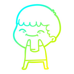 cold gradient line drawing cartoon happy boy