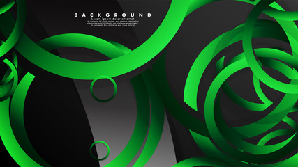 Abstract metal vector background with shiny fancy green black circles