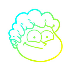 cold gradient line drawing cartoon male face