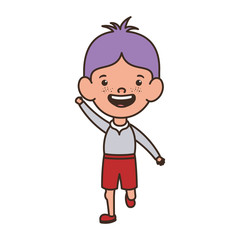 student boy standing smiling on white background