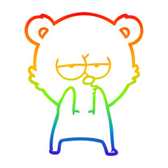 rainbow gradient line drawing bored bear cartoon