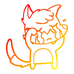 warm gradient line drawing crying fox cartoon