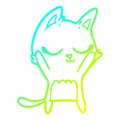 cold gradient line drawing calm cartoon cat