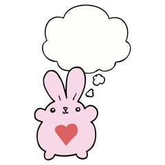 Obraz na płótnie Canvas cute cartoon rabbit with love heart and thought bubble
