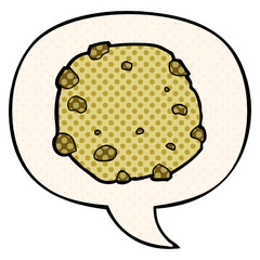 cartoon cookie and speech bubble in comic book style