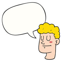 cartoon male face and speech bubble