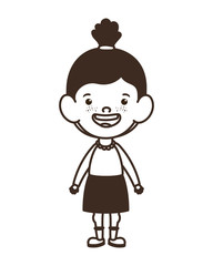 silhouette of student girl standing on white background