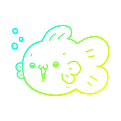 cold gradient line drawing cartoon fish