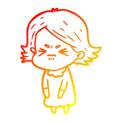 warm gradient line drawing cartoon angry woman