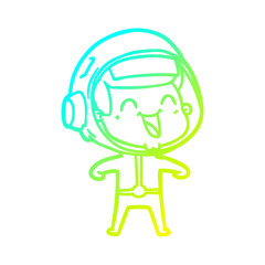 cold gradient line drawing happy cartoon astronaut