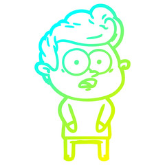 cold gradient line drawing cartoon staring man