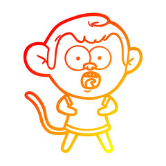 warm gradient line drawing cartoon shocked monkey