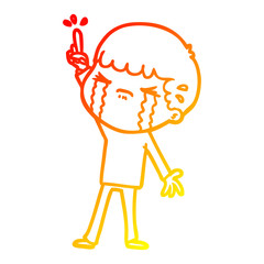 warm gradient line drawing cartoon man crying