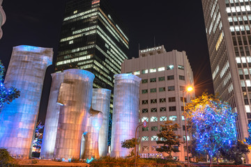 Obraz premium Festival of the Lights in Osaka. The winter illumination events, Midosuji Illumination and Hikari Renaissance. popular tourist attraction, travel destination for vacation