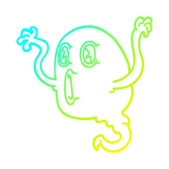 Fototapeta premium cold gradient line drawing spooky cartoon ghost