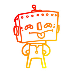 warm gradient line drawing cartoon robot