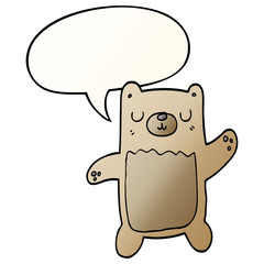 cartoon bear and speech bubble in smooth gradient style