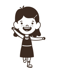 silhouette of student girl standing on white background