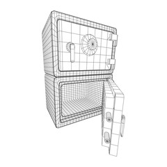 Metal bank vault safe. Wireframe low poly mesh vector illustration