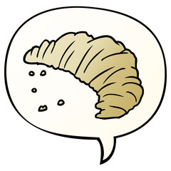 cartoon croissant and speech bubble in smooth gradient style
