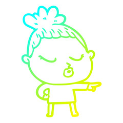 cold gradient line drawing cartoon calm woman