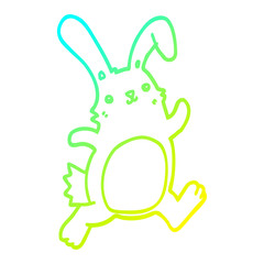 cold gradient line drawing cartoon rabbit running