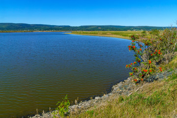 Shore and countryside in Hopewell Hill, New Brunswick
