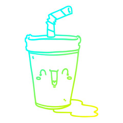 cold gradient line drawing cute cartoon soda