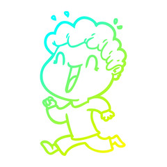 cold gradient line drawing cartoon happy man