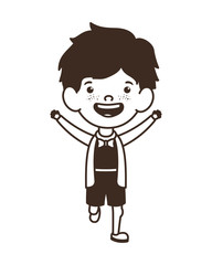 silhouette of student boy standing on white background