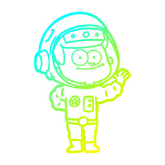 cold gradient line drawing happy astronaut cartoon