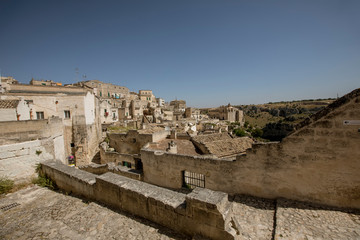 Fototapeta na wymiar Panoramic view of the ancient town of Matera at Basilicata region in southern Italy